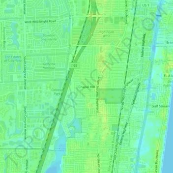 Mapa topográfico Chapel Hill, altitude, relevo