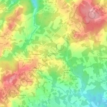 Mapa topográfico Pradeda, altitude, relevo