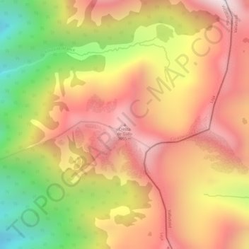 Mapa topográfico Cresta de Gallo, altitude, relevo