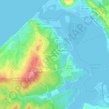 Mapa topográfico Casais do Pinhal Velho, altitude, relevo
