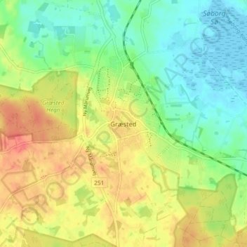 Mapa topográfico Græsted, altitude, relevo