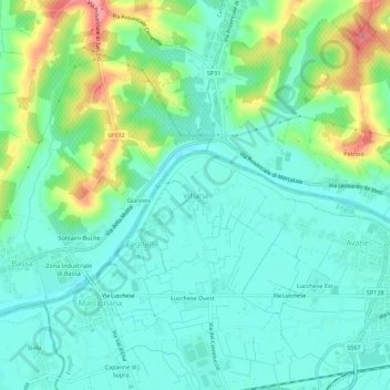 Mapa topográfico Vitiana, altitude, relevo