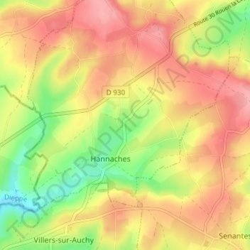 Mapa topográfico Bazincourt, altitude, relevo