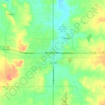 Mapa topográfico Breckenridge, altitude, relevo