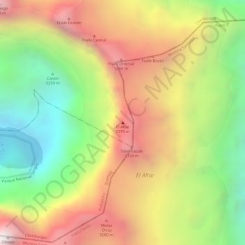 Mapa topográfico El Altar, altitude, relevo