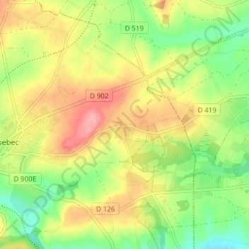 Mapa topográfico Le Melleret, altitude, relevo