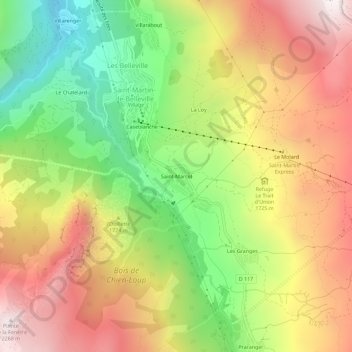 Mapa topográfico Saint-Marcel, altitude, relevo
