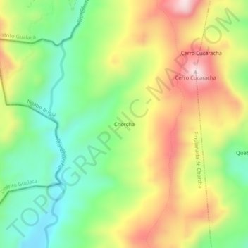 Mapa topográfico Chorcha, altitude, relevo