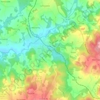 Mapa topográfico La Roche, altitude, relevo