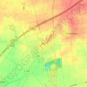 Mapa topográfico Titz, altitude, relevo