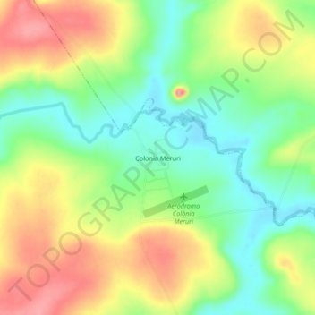 Mapa topográfico Colonia Meruri, altitude, relevo