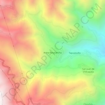 Mapa topográfico Arma Patacancha, altitude, relevo