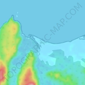 Mapa topográfico Arusí, altitude, relevo