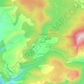 Mapa topográfico Les Ferrans, altitude, relevo