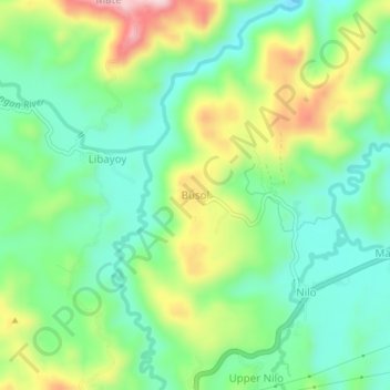 Mapa topográfico Busol, altitude, relevo
