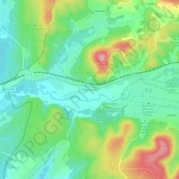 Mapa topográfico Recologne, altitude, relevo