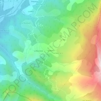 Mapa topográfico Le Serre, altitude, relevo