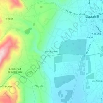Mapa topográfico Mollepamba, altitude, relevo