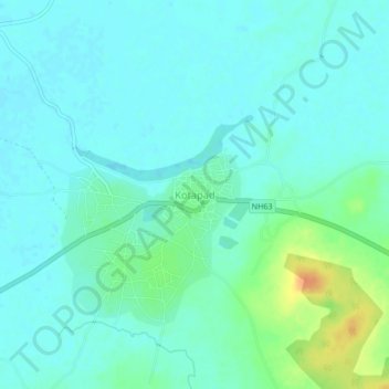 Mapa topográfico Kotapad, altitude, relevo