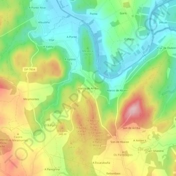 Mapa topográfico Marzo de Arriba, altitude, relevo