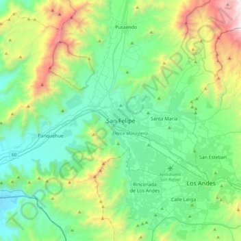 Mapa topográfico San Felipe, altitude, relevo