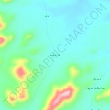 Mapa topográfico Araticum, altitude, relevo