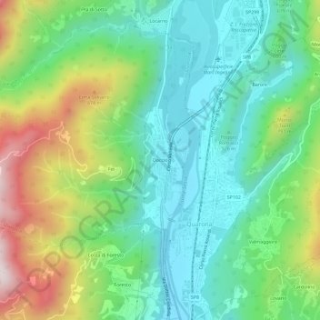 Mapa topográfico Doccio, altitude, relevo