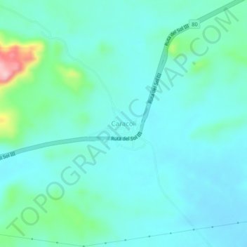 Mapa topográfico Caracolí, altitude, relevo