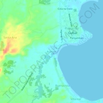 Mapa topográfico Ariman, altitude, relevo