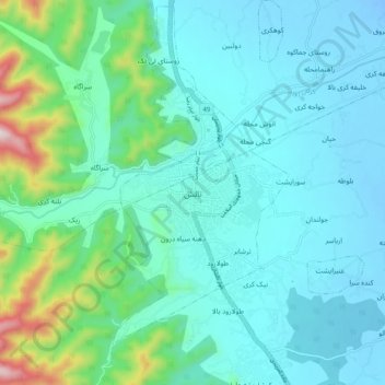 Mapa topográfico Talesh, altitude, relevo