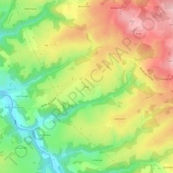 Mapa topográfico Faye, altitude, relevo