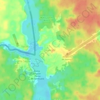 Mapa topográfico Iauaretê, altitude, relevo