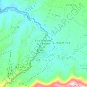 Mapa topográfico Bale Redelong/bale Simpan III, altitude, relevo