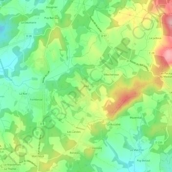Mapa topográfico Bled, altitude, relevo