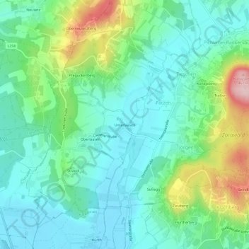 Mapa topográfico Unterlaasen, altitude, relevo