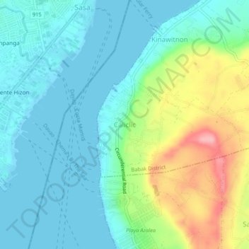 Mapa topográfico Caliclic, altitude, relevo