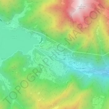 Mapa topográfico Molina di Ledro, altitude, relevo