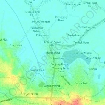 Mapa topográfico Martapura, altitude, relevo