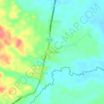 Mapa topográfico El Terminal, altitude, relevo