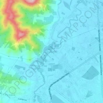 Mapa topográfico Guayabo, altitude, relevo