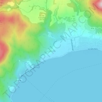 Mapa topográfico Vicarello, altitude, relevo