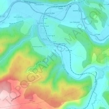 Mapa topográfico Loumière, altitude, relevo