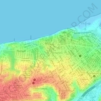 Mapa topográfico Cevicheria Umiña, altitude, relevo