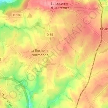 Mapa topográfico L'Anquetillière, altitude, relevo