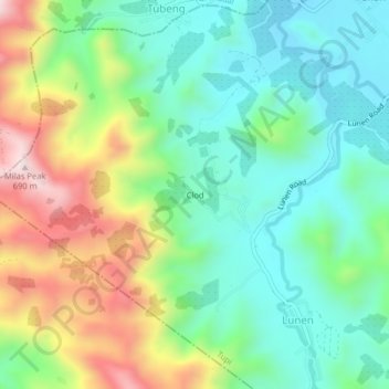 Mapa topográfico Clod, altitude, relevo