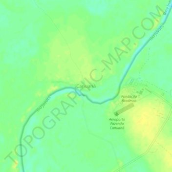Mapa topográfico Canuanã, altitude, relevo