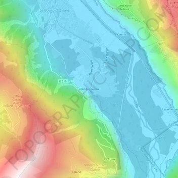 Mapa topográfico Pont du Fournol, altitude, relevo