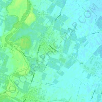 Mapa topográfico Sorbara, altitude, relevo