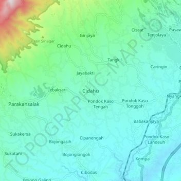 Mapa topográfico Cidahu, altitude, relevo
