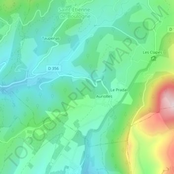 Mapa topográfico Les Varrennes, altitude, relevo